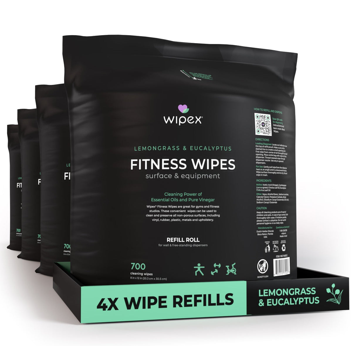 Wipex Natural Fitness Equipment Wipes 700ct Bulk Gym Refill Roll