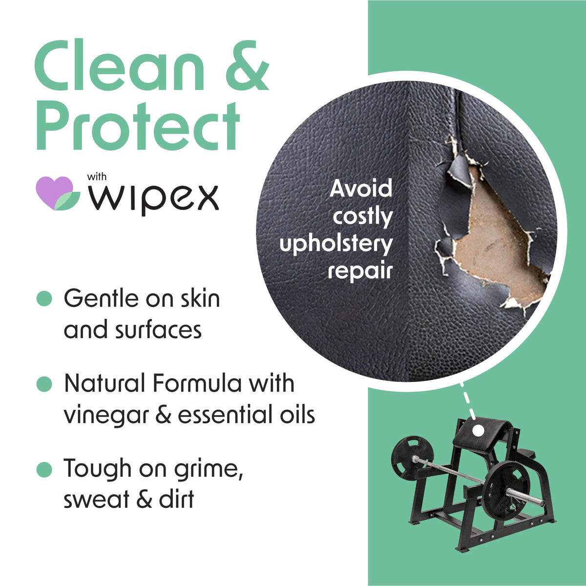 Wipex Natural Fitness Equipment Wipes 700ct Bulk Gym Refill Roll
