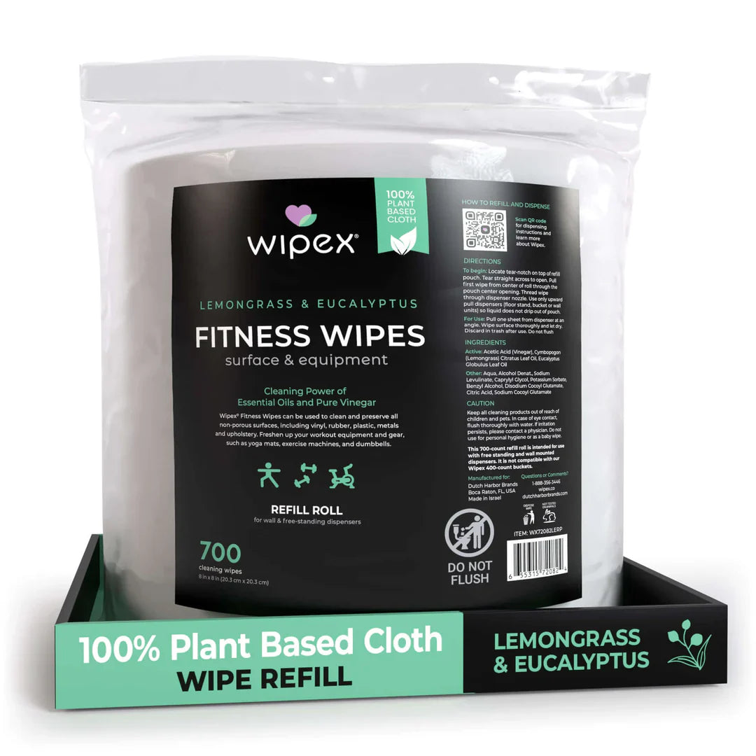 Wipex Natural Fitness Equipment Wipes 700ct Bulk Gym Refill Roll