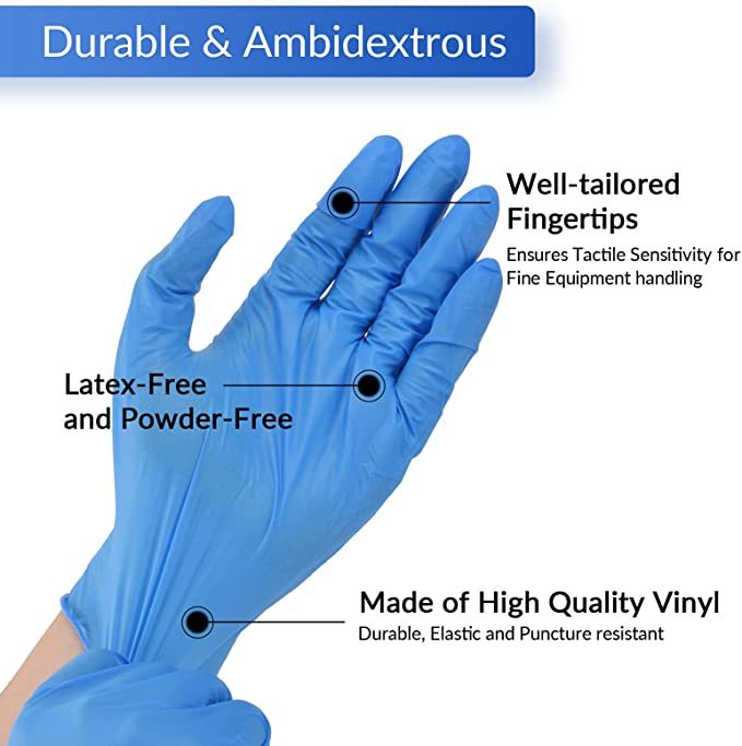 ADVANCE Blue Vinyl Gloves - Powder Free (4 Mil), 1,000 Gloves