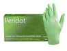 1 box of Green PERIDOT Powder Free Choloroprene Examination Gloves, when worn in the hand