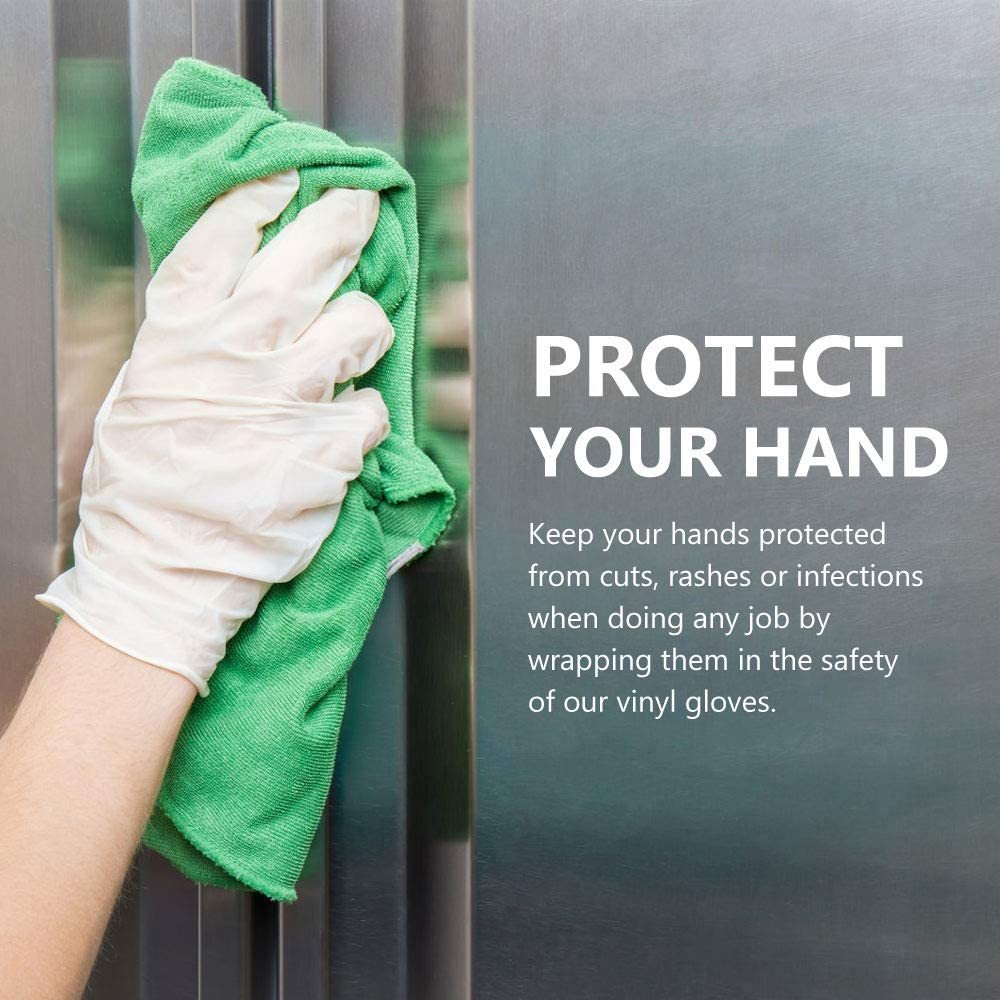Wearing white gloves while wiping the window