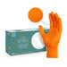 1 box of ProWorks Powder Free, Latex Examination Gloves, when worn in the hand.