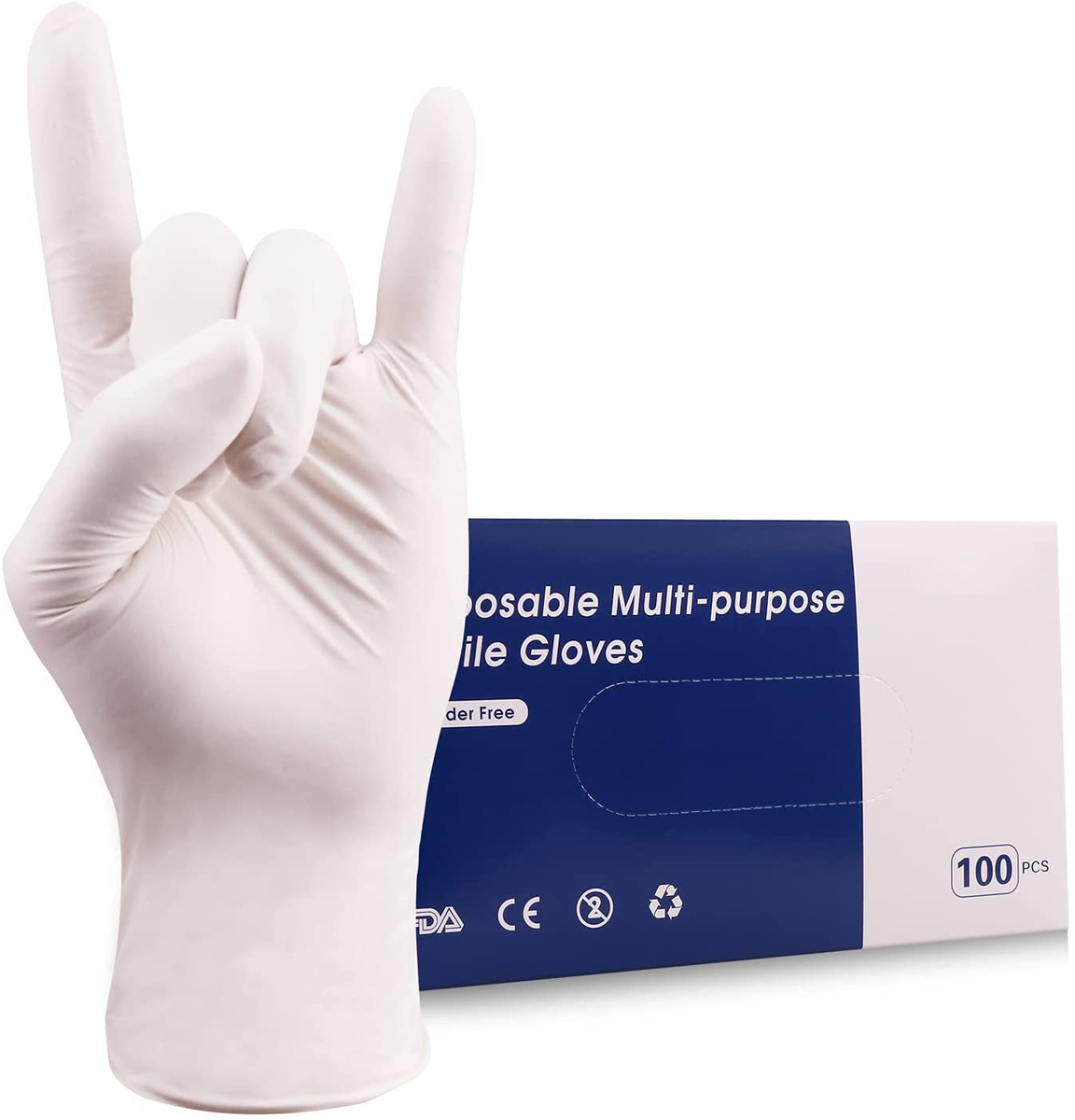 Wostar White Nitrile Gloves - Exam Grade, Powder Free (6 Mil)
