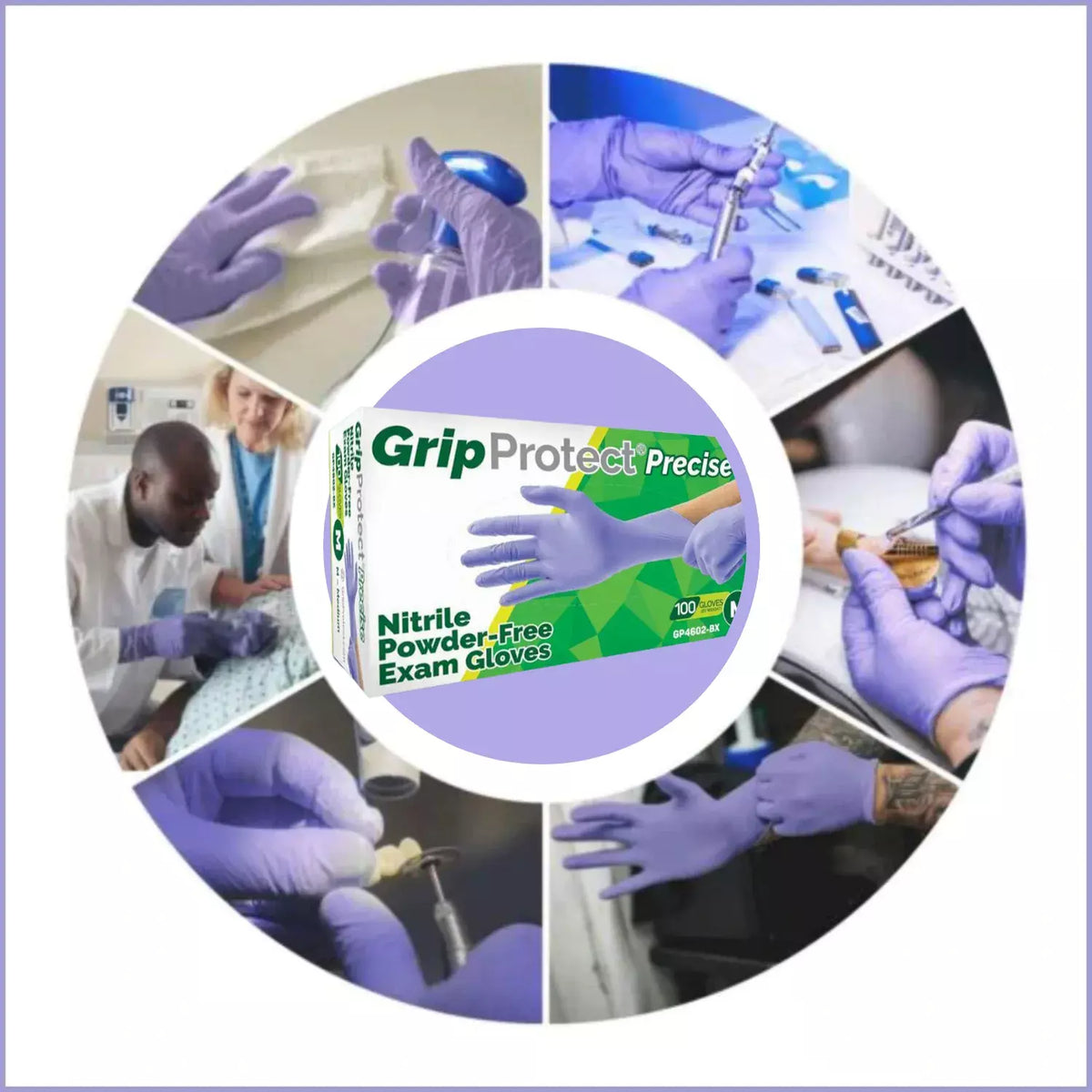 Grip Protect Precise | Medical Purple Nitrile Gloves - Exam Grade, Powder Free (4 Mil), 1,000 Gloves